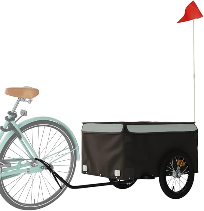 Bike Cargo Trailer, Bicycle Cart Bike Wagon Trailer, Bike Luggage Carrier, Loading Bike Storage Cart, Black and Gray, Maximum Load Capacity: 99.2 lb,-435