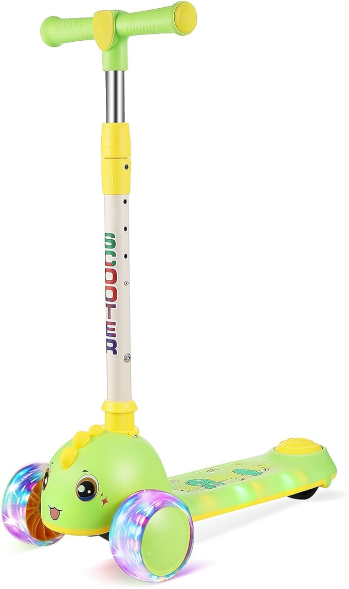 PRETYZOOM Adjustable Handlebar Scooter with Light-up Wheels and Sound Easy Foldable Outdoor Kick Scooter for Ages Portable Active Play and Convenient Storage