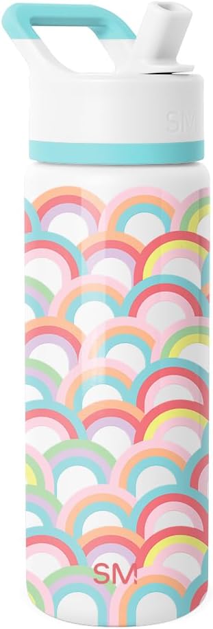 Simple Modern Kids Summit Water Bottle with Straw Lid | 18oz Stainless Steel Cup Insulated Tumbler for Toddlers, School | Rainbow Spark