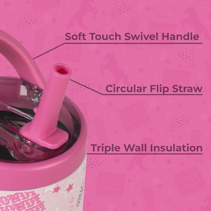 HydroJug Kids 14 oz Sport Water Bottle – Stainless Steel, Insulated, 100% Leakproof, With Carry Handle, BPA-Free – Kid-Friendly Design – Durable & Dishwasher Safe, Cowgirl