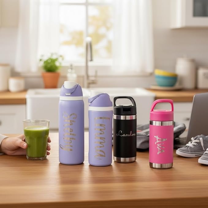 Personalized 12oz tumbler Kids water bottle with name Stainless steel tumbler Cold Hot drink (Vertical/Horizontal Name)