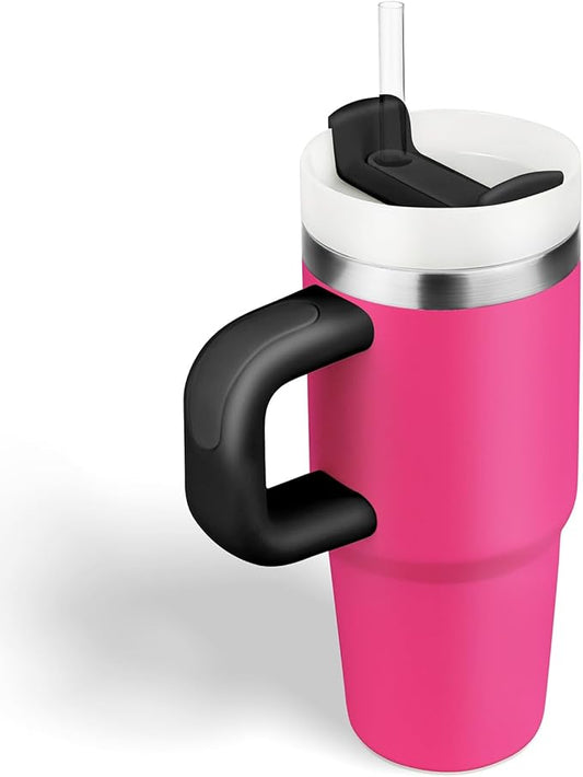 14 oz Tumbler with Handle and Straw, 14oz Toddler Tumbler with Lid and Straw for Kids Stainless Steel Tumblers, Outdoor Sports Travel School Gift, Keeps Drinks Cold up to 24 Hrs(BarbieBlack)