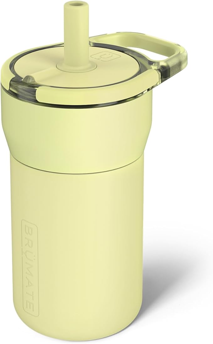 BrüMate Leap 12oz 100% Leakproof Kids Tumbler with Handle and Silicone Soft Straw | Drop Resistant Silicone Sleeve | For Kids 4+ | Insulated Stainless Steel | Cup Holder Friendly | 12oz (Prickly Pear)