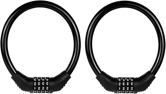 Bike Lock Cable, Heavy Duty Anti Theft Bicycle Lock Chain, Combo Bike Locks, 4 Digit Security Resettable Combination Lock Portable Code Lock Cable Bicycle Cable Locks for Bike 16 inches 2 Pcs