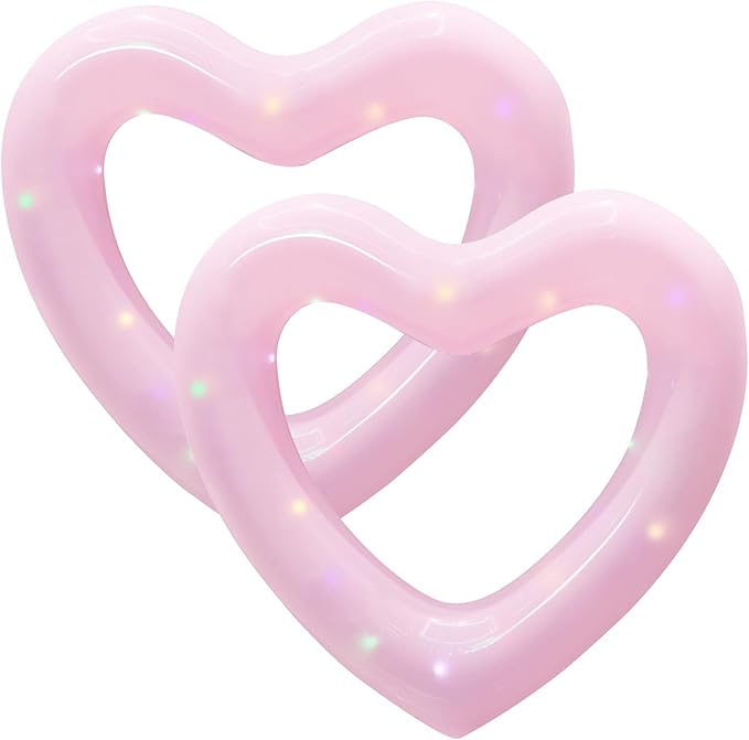 Inflatable Heart Pool Float, Sweet Love Swim Rings Float Loungers Tube for Summer Water Fun Beach Party Toys for Kids, Adults