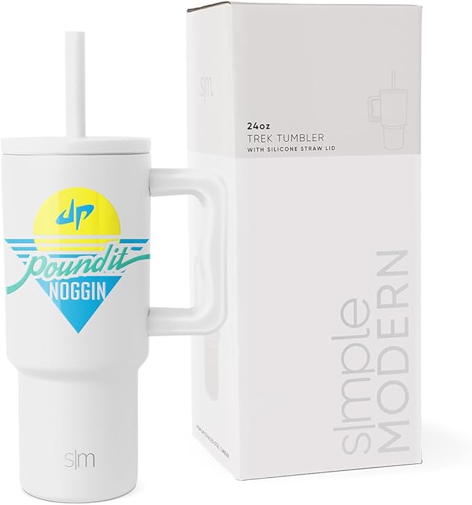 Simple Modern Dude Perfect Kids 24 oz Tumbler with Handle and Silicone Straw Lid | Spill Proof and Leak Resistant | Reusable Stainless Steel Bottle | Gift for Boys Girls | Trek Collection | Pound It