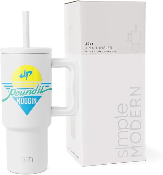 Simple Modern Dude Perfect Kids 24 oz Tumbler with Handle and Silicone Straw Lid | Spill Proof and Leak Resistant | Reusable Stainless Steel Bottle | Gift for Boys Girls | Trek Collection | Pound It