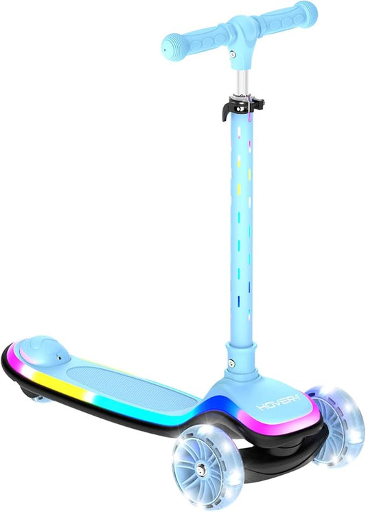 Hover-1 Chroma Folding Kick Scooter for Kids with Multicolor Wheel Lights, 3” Front Wheels, Rear Foot Brake, and 110 LB Weight Capacity