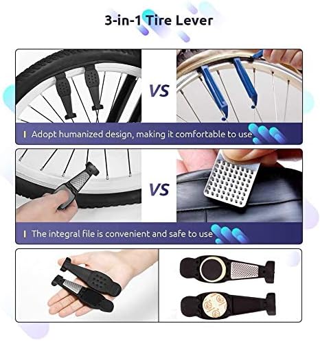 YBEKI 10-in-1 Bike Repair Kit with, 3-in-1 Tire Levers, Glueless Patches, Multifunctional Bone Wrench & Waterproof Saddle Bag | Compact Bicycle Multi-Tool Kit for Emergency Roadside Repairs