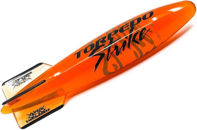 DartFin 11.25" Pro Size Ultra Premium Pool Torpedo Rocket Glides Up to 40 Feet Like Underwater Football for Underwater Passing Games Underwater Torpedo Large Diving Toy Glider (Orange)