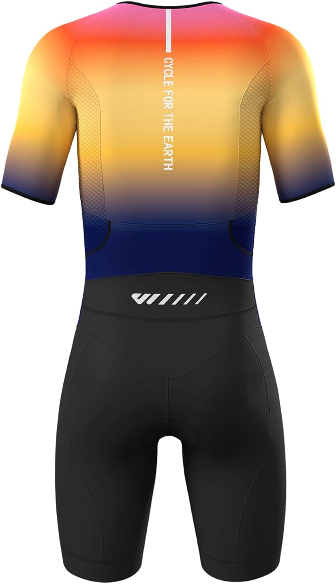 Logas Men‘s Triathlon Suit Trisuit Race Skinsuit Cycling Speed Suit Swimskin Bike Swim Run