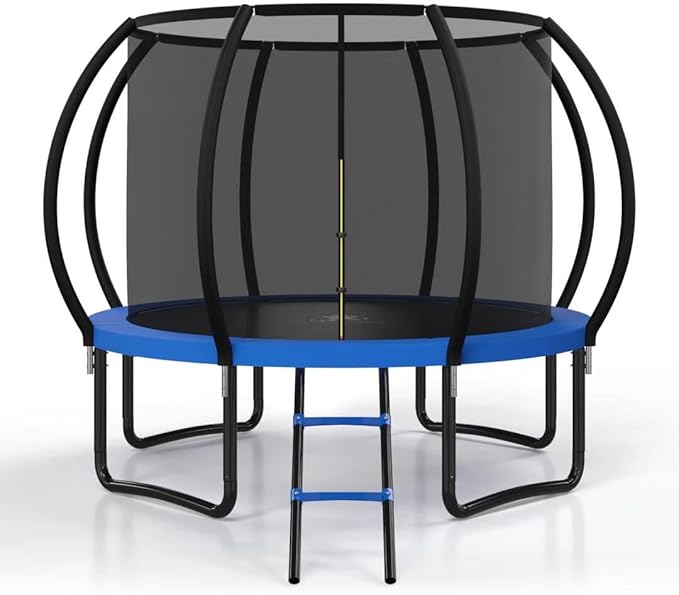 Polar Aurora 10FT 12FT 14FT 16FT Outdoor Trampoline with Safety Enclosure Net, Thickened Spring Pad，ASTM Approved Recreational Trampoline for Kids and Adults,Anti-Rust Coated Frame and Thickened Mat