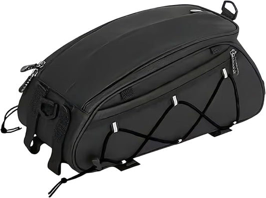 Rear Bike Rack bag,Bicycle Trunk Pannier Saddle Seat Bag Bike Accessories with shoulder strap large capacity Waterproof Reflective Bicycle Frame Bag Panniers for riding black