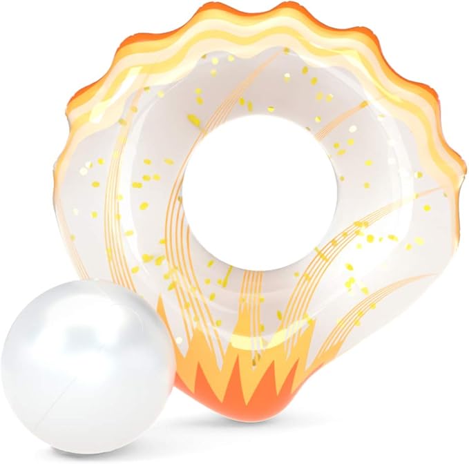 Jasonwell Inflatable Seashell Pool Float Floatie with Ball Water Fun Large Blow Up Summer Beach Swimming Floaty Party Toys Lounge Raft for Kids Adults