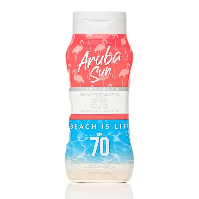 SPF 70 Sunscreen Lotion | Aruba Reef Act Compliant no 67 Octinoxate & Oxybenzone Free | 8 oz, Water-Resistant, Non-Greasy, Broad Spectrum UVA/UVB Sunscreen