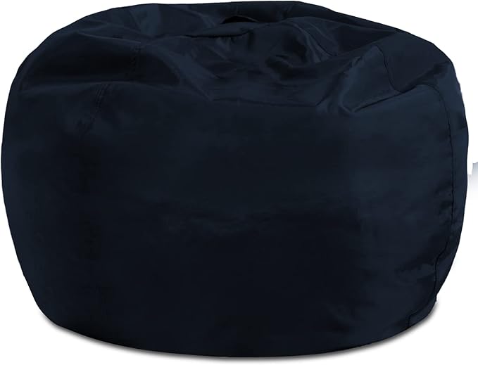 Posh Creations Structured Comfy Bean Bag Chair for Gaming, Reading, and Watching TV, 100in Round Classic Bean Bag, Microsuede - Navy, Microsuede - Navy Blue