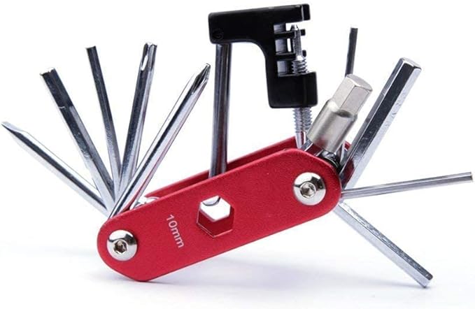 WOTOW Bike Repair Tool Kit & Bike Saddle Bag, 14 in 1 Bike Chain Tool Hex Key Wrench Maintain Accessories Multitool Set with Portable Under Seat Bag for Road Mountain Commuter Bicycle