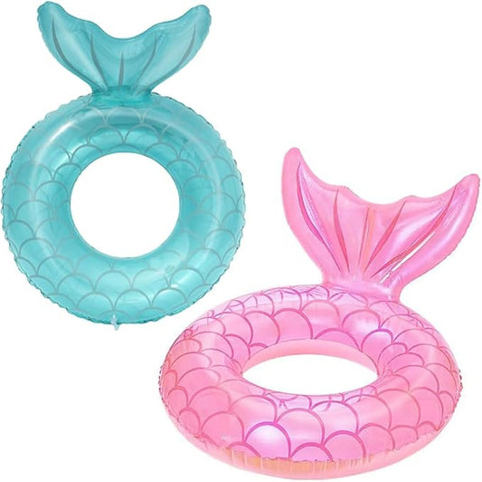Children Swimming Ring, Inflatable Pool Floats Swim Tube Raft Toy with Fruits Mermaid Decorations Summer Water Fun Lounge Beach Lake Party Supplies for Kids
