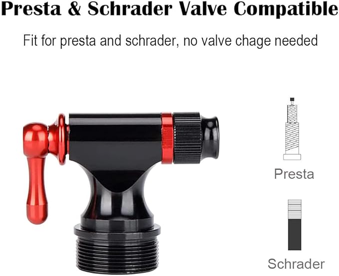 CXWXC CO2 Inflator with 4 x 16g CO2 Cartridges & Tubeless Tire Repair Kit - Presta/Schrader Valve Compatible - Bicycle Tire Pump for Road and Mountain Bikes