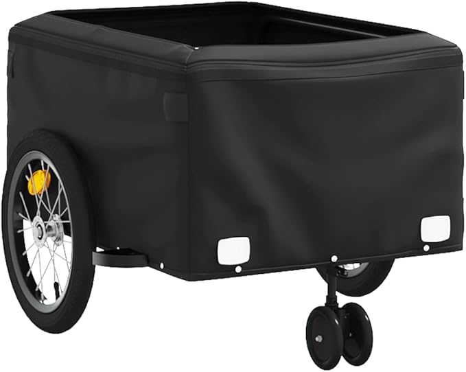 Bike Cargo Trailer, Bicycle Cart Bike Wagon Trailer, Bike Luggage Carrier, Loading Bike Storage Cart, Black and Orange, Maximum Load Capacity: 99.2 lb,-437