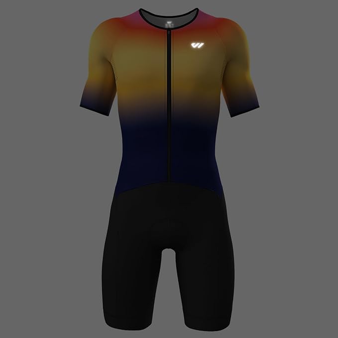 Logas Men‘s Triathlon Suit Trisuit Race Skinsuit Cycling Speed Suit Swimskin Bike Swim Run