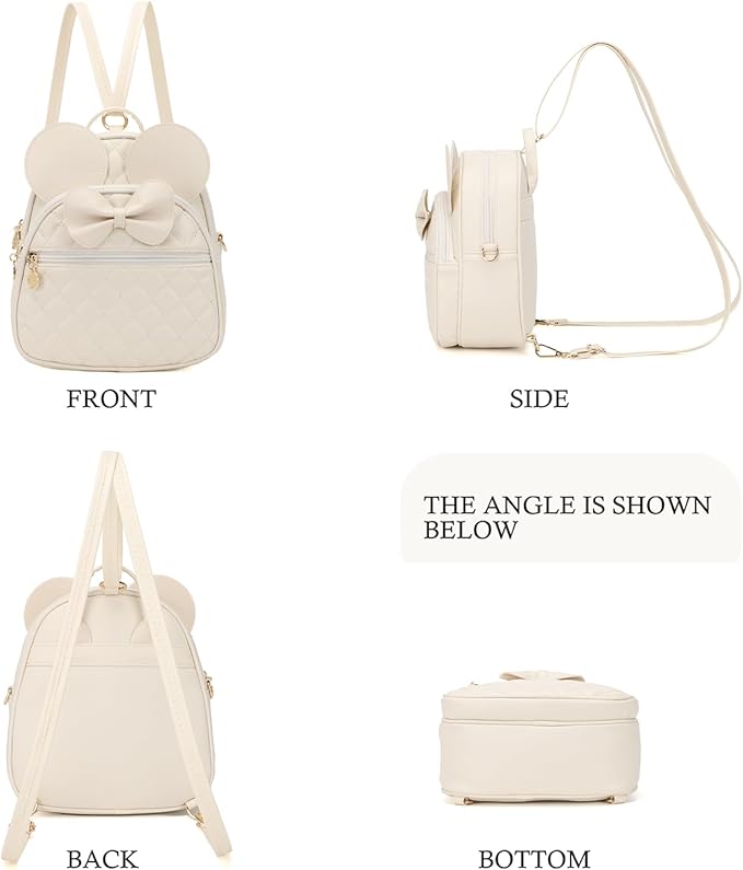 KL928 Girls Mini Backpack Bowknot Polka Dot Cute Small Daypacks Convertible Shoulder Bag Purse for Women