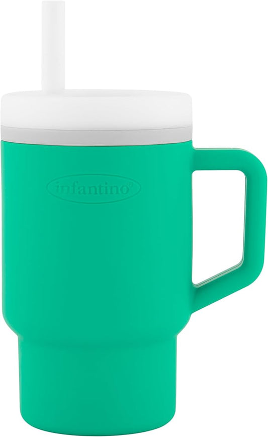 Infantino My 1st Tumbler, Silicone Sippy Cup with Straw & Handle, Spill-Resistant Baby Cup for On-the-Go, BPA-Free Transition Bottle