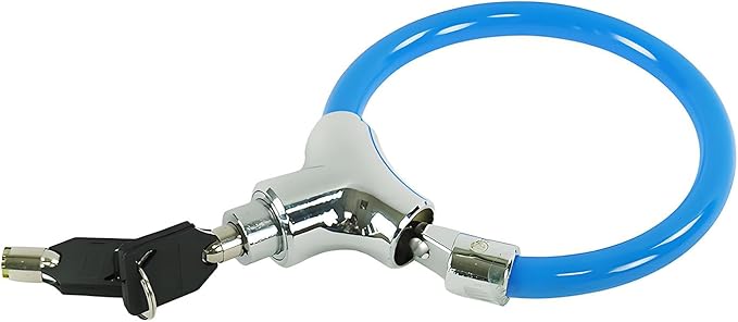 Bicycle Cable Lock, Blue Steel Cable with Keys, Security Lock