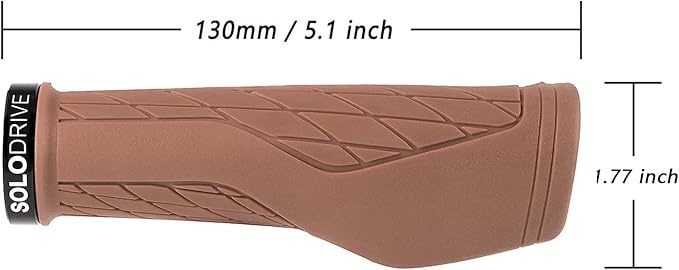SOLODRIVE Ergonomic Design Mountain Bike Grips, Comfortable Bicycle Handlebar Grips, Single Lock-on and Non-Slip MTB Handle, Fit MTB, E-Bike, Hybrid, Scooter
