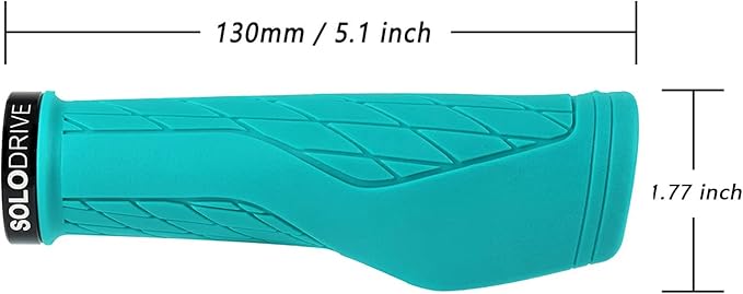SOLODRIVE Ergonomic Design Mountain Bike Grips, Comfortable Bicycle Handlebar Grips, Single Lock-on and Non-Slip MTB Handle, Fit MTB, E-Bike, Hybrid, Scooter