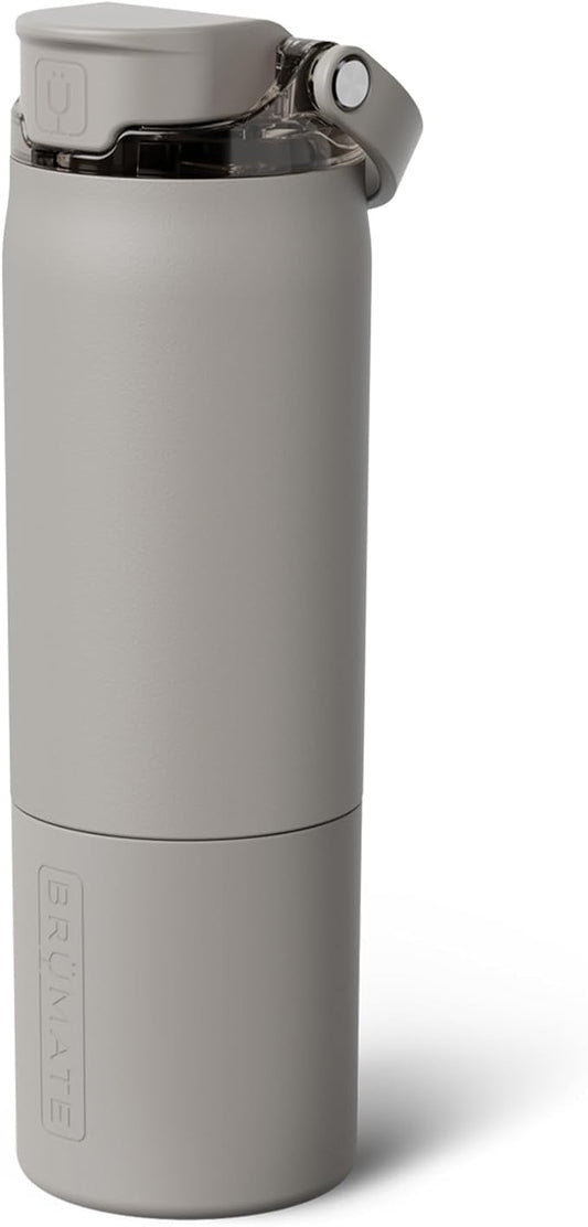 BrüMate Rise 25oz Water Bottle with Covered Silicone Straw | 100% Leakproof Insulated Water Bottle | Cup Holder Friendly Base | 25oz (Mocha)