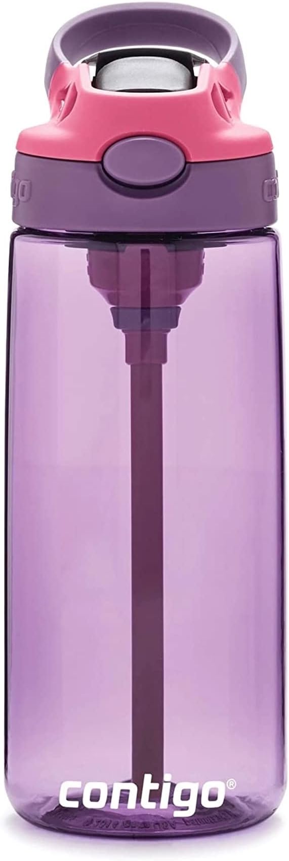 Contigo Aubrey Kids 20oz Cleanable Water Bottle with Silicone Straw, Spill-Proof Lid, Eggplant - Dishwasher Safe and Ideal for Everyday Use