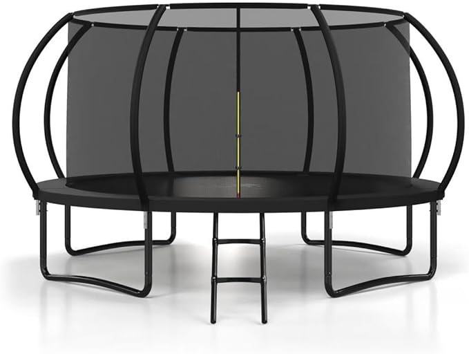 Polar Aurora 10FT 12FT 14FT 16FT Outdoor Trampoline with Safety Enclosure Net, Thickened Spring Pad，ASTM Approved Recreational Trampoline for Kids and Adults,Anti-Rust Coated Frame and Thickened Mat