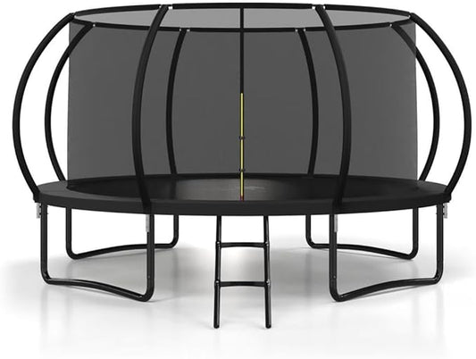 Polar Aurora 10FT 12FT 14FT 16FT Outdoor Trampoline with Safety Enclosure Net, Thickened Spring Pad，ASTM Approved Recreational Trampoline for Kids and Adults,Anti-Rust Coated Frame and Thickened Mat