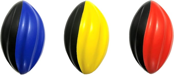 Mini Football 3-Pack - 5” Spiral Foam Football Small Footballs for Kids - Mini Footballs 3-Pack - Soft, Easy Grip Toddler (Red, Yellow, Blue)