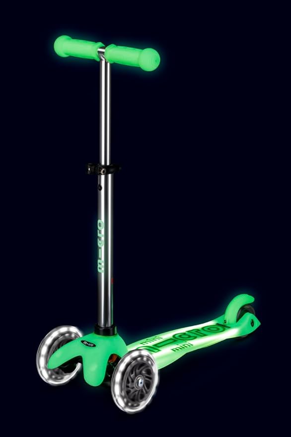 Micro Kickboard | Mini Deluxe Glow Plus LED Scooter | Adjustable Handlebar | Lean-to-Steer | Lightweight | Three-Wheeled | Kids Ages 2-5 yrs