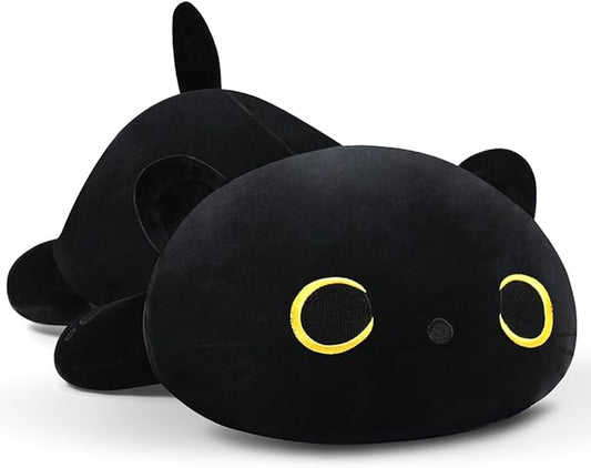 11.8in Plush Cat Toy Plush Pillow Stuffed Animal Cat Toy Cute Plushies Kids Plush Toy Pillow(Black Cat,30cm/11.8in)