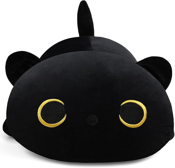 11.8in Plush Cat Toy Plush Pillow Stuffed Animal Cat Toy Cute Plushies Kids Plush Toy Pillow(Black Cat,30cm/11.8in)