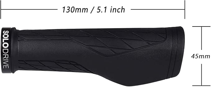 SOLODRIVE Ergonomic Design Mountain Bike Grips, Comfortable Bicycle Handlebar Grips, Single Lock-on and Non-Slip MTB Handle, Fit MTB, E-Bike, Hybrid, Scooter