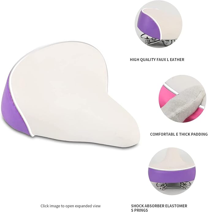 Wide Kids Bike Seat for Girls Bike, Purple & Pink