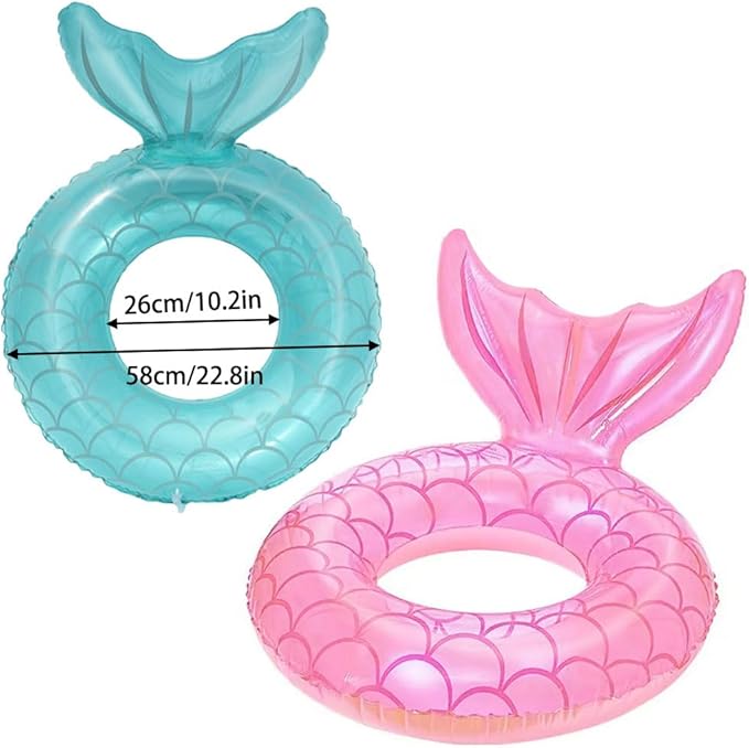 Children Swimming Ring, Inflatable Pool Floats Swim Tube Raft Toy with Fruits Mermaid Decorations Summer Water Fun Lounge Beach Lake Party Supplies for Kids