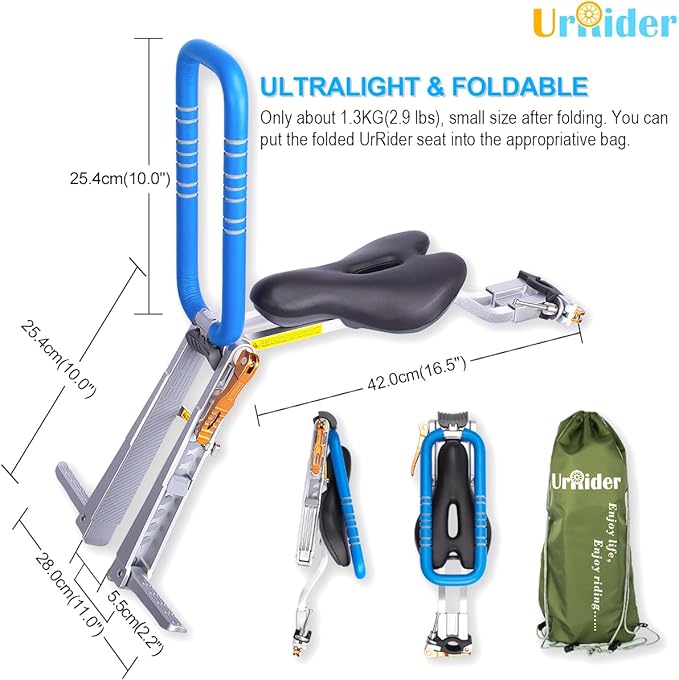 Child Bike Seat, Front Mount Kids Bike Seat,Fit Mountain Bikes, Cruiser Bikes, Folding Bikes, Ultra Light,Portable, Tool-Free, Quick-Release,Toddler Bike Seat for 2-6 Years(up to 60lbs)