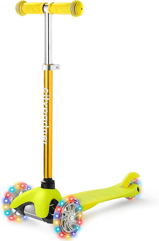 Kids Scooter, Children and Toddler 3 Wheel Kick Scooter for Boys & Girls Ages 2-5, LED Lighted Wheels and 3 Adjustable Height Handlebars, Lean-to-Steer