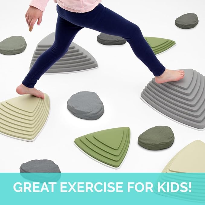 JumpOff Jo - Rocksteady - Balance & Coordination Enhancing Blocks and Stepping Foam Stones, Sensory Toys for Kids - Indoor and Outdoor Obstacle Course