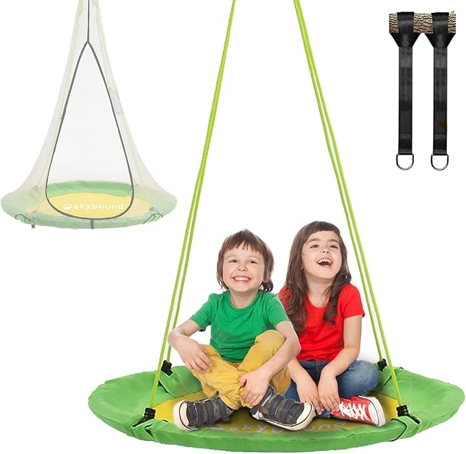 SkyBound Tree Swing Saucer Swing - 600LB Weight Capacity - Outdoor Swing with Hanging Straps - Waterproof Tree Swings for Kids - Tire Swings for Trees - Durable Flying Swing Seat for Children
