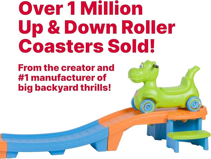 Step2 Dino Dash Up & Down Roller Coaster Kids Ride On Toy, Push Car, Indoor/Outdoor Playset, Made of Durable Plastic, Max Weight 50 lbs., for Toddlers 2-5 Years Old