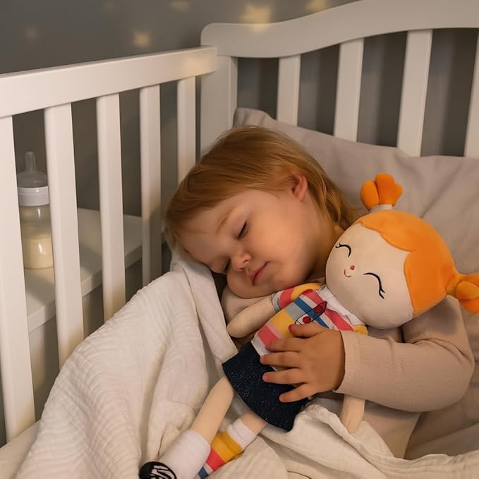 Soft Baby Doll Toys (16'') Baby Rag Doll for Girls Birthday Gift Christmas Plush Toys Gift for Toddler Kids (Orange)