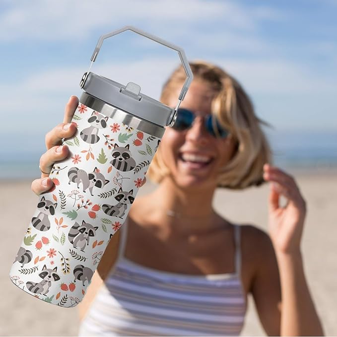 30 oz Racoon Tumbler with lid and Straw,Racoon CoffeeTravel Mug Cup Water Botter, Racoon Gifts for Racoon Lovers,Racoon Stuff Decor Accessories