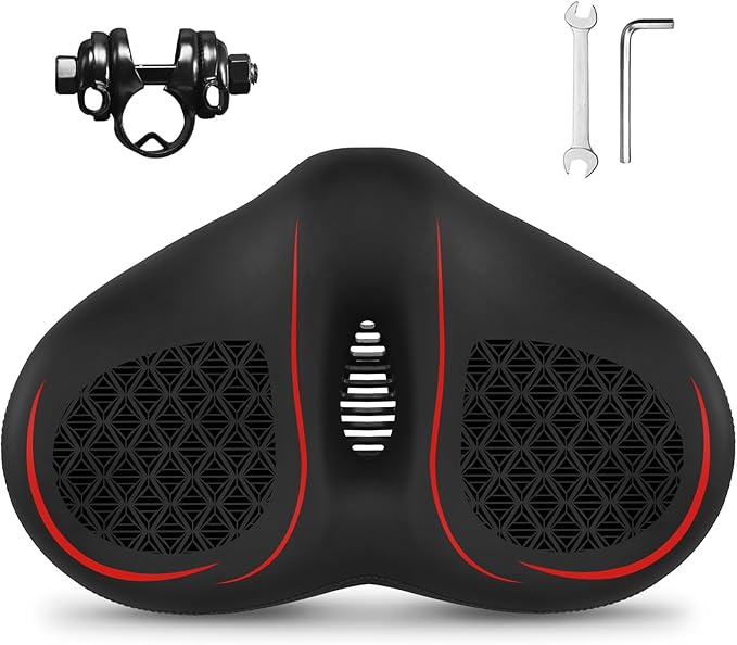 BUCKLOS New Noseless Bike Seat for Comfort Men&Women Extra Wide Bicycle Seat Cushion Oversized Comfortabele Foam Padded Bike Saddle for Peloton Exercise Bike Ebike Cruiser Bikes