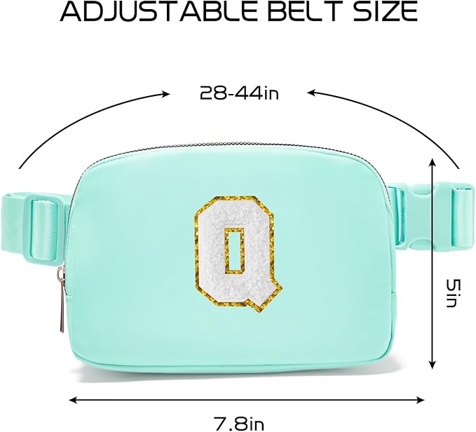 Gitus Birthday Gifts for 8 9 10 11 12 13 Year Old Girls Personalized Fanny Pack Crossbody Bags with Initial Letter Patch Belt Bag for Teen Girls Cute Trendy Stuff Travel Essentials (Mint Green-Q)